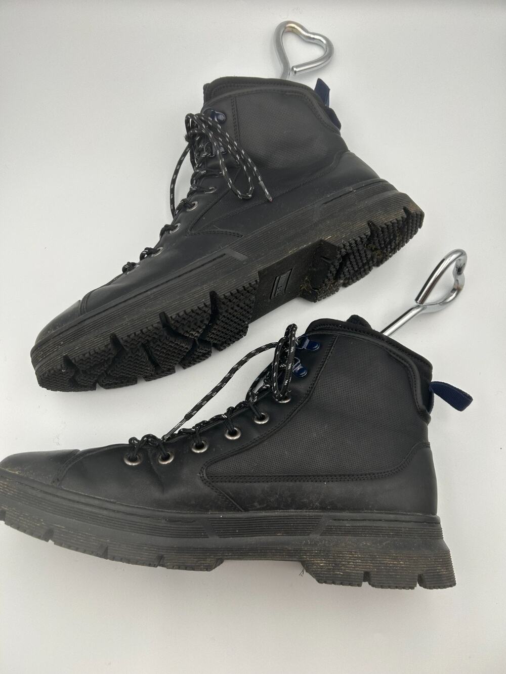 Steve Madden Men's Black Combat Lug Sole Boots Men's 13M Lace Up Bikercore